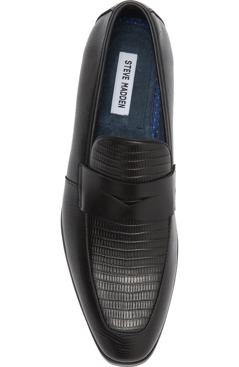 Steve Madden Embossed Penny Loafer, Alternate, color, Black