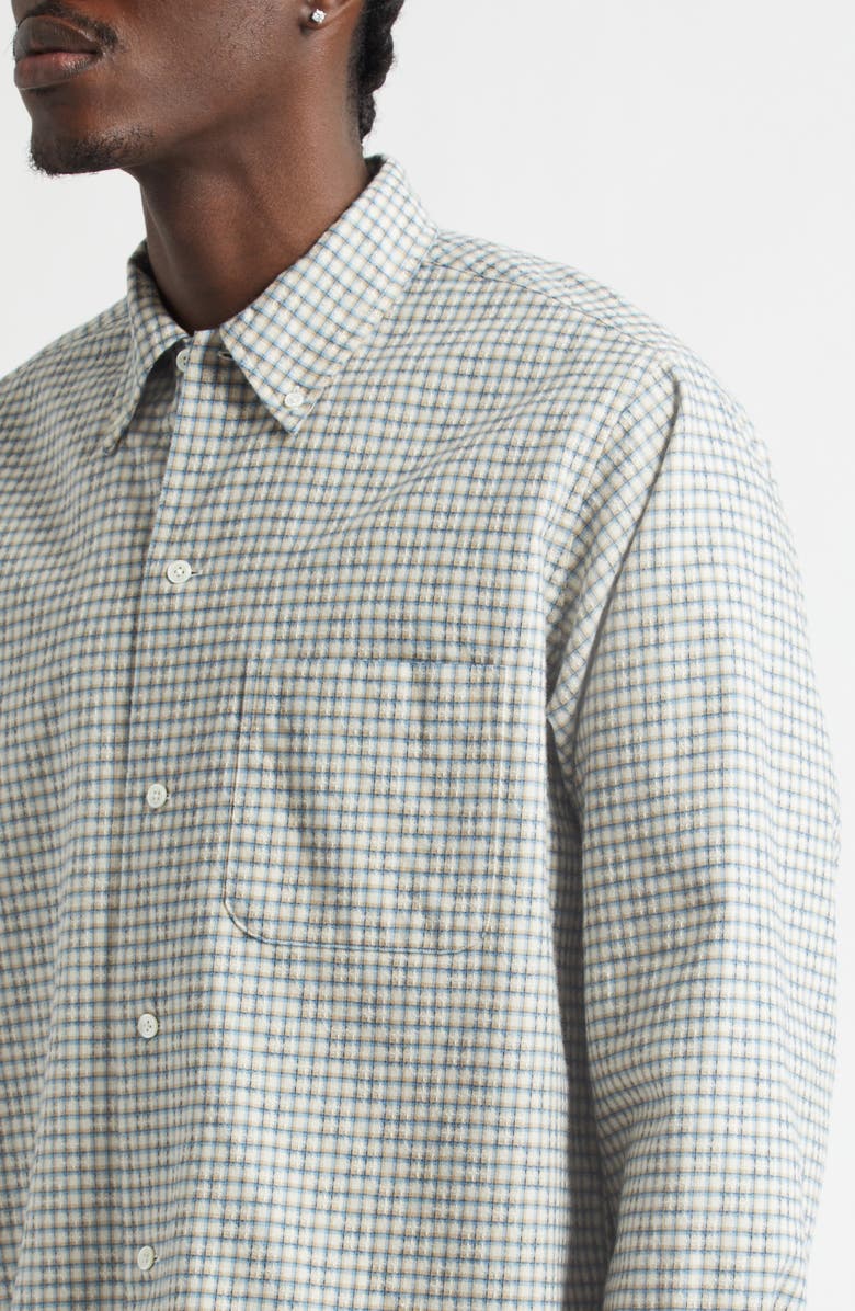 BEAMS Plaid Dobby Button-Down Shirt, Alternate, color, White