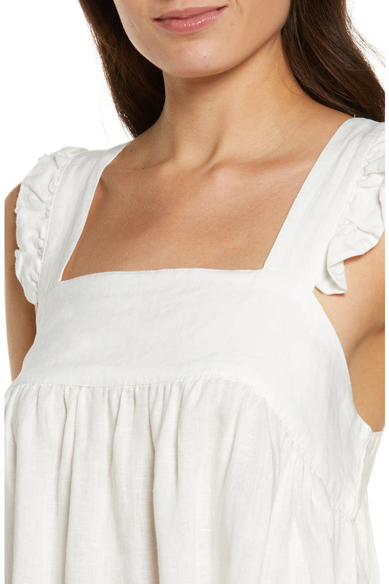 Rebecca Sleeveless Linen Nightgown, Alternate, color, WHITE