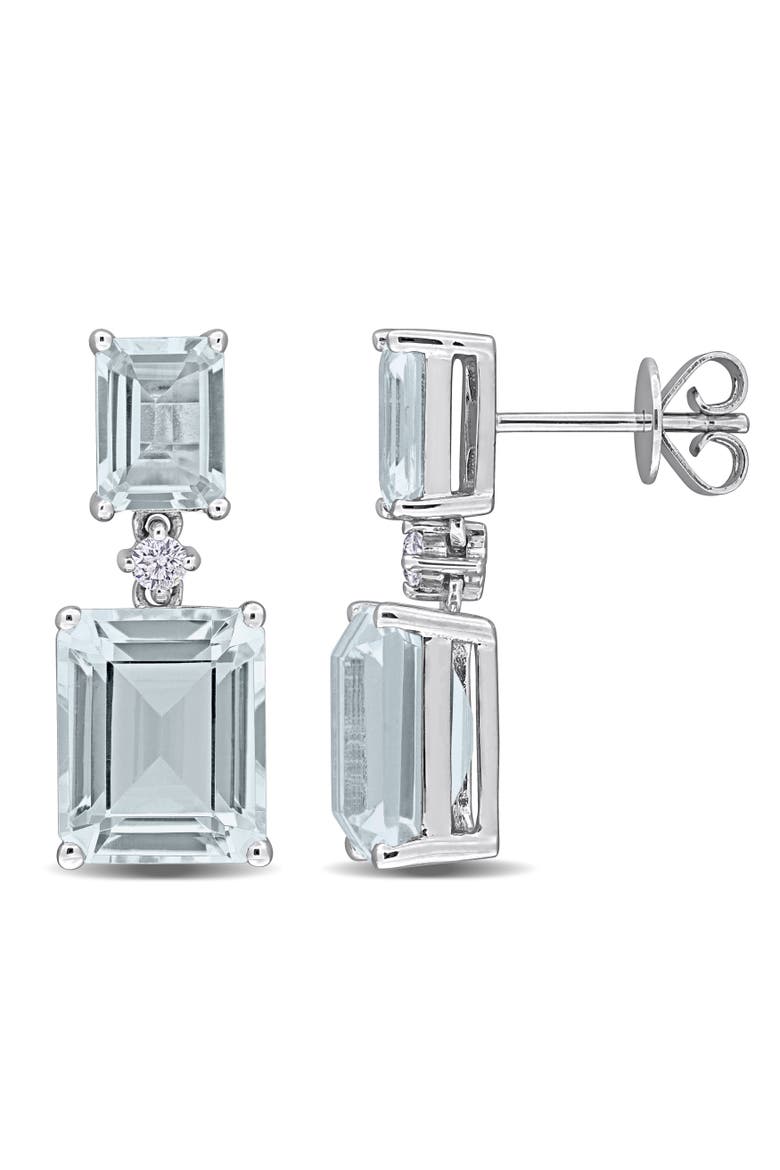 Aquamarine & Diamond Drop Earrings 14K, Main, color, Aquamarine