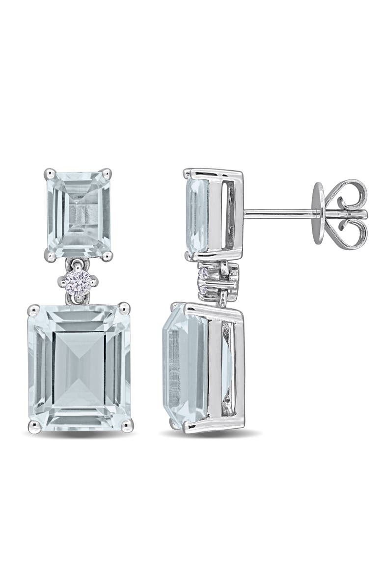 Julianna B. Aquamarine & Diamond Drop Earrings 14K, Main, color, Aquamarine