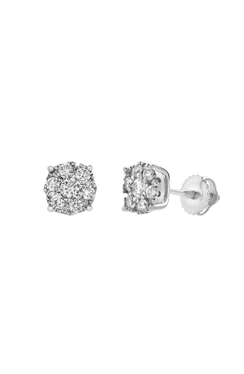 LuvMyJewelry Ballmore 10K Gold Diamond Unisex Earrings - 0.5 Cts, Alternate, color, 10K White Gold