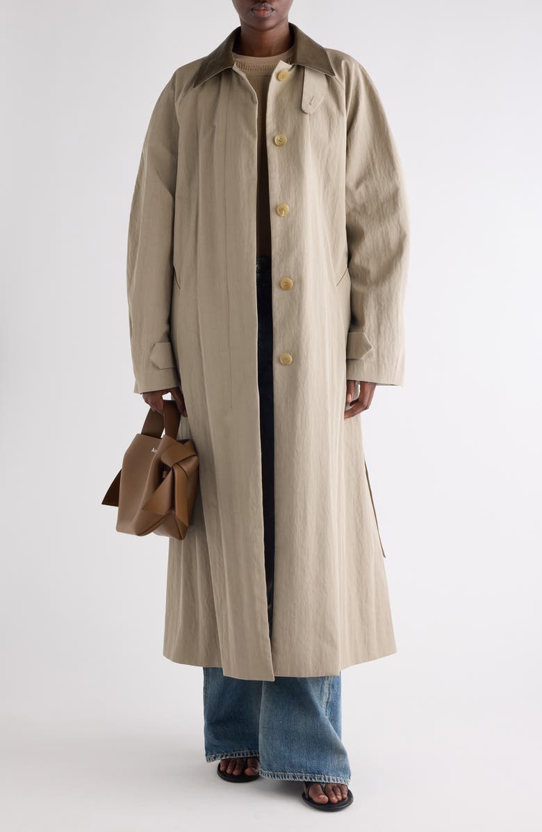 Acne Studios Belted Technical Cotton & Nylon Trench Coat, Alternate, color, Khaki Grey