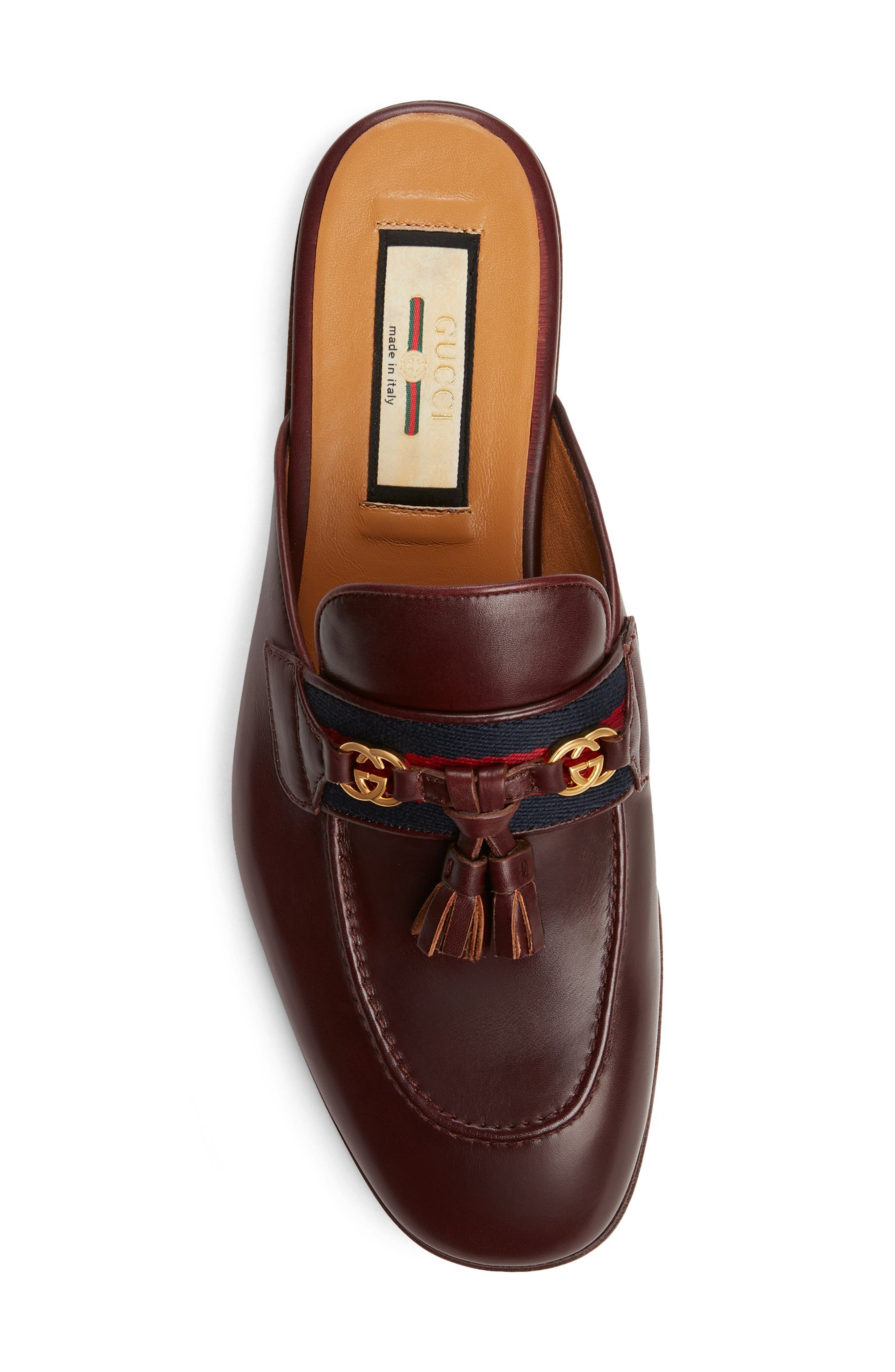 Paride GG Web Tassel Mule, Alternate, color, RUBY BORDEAUX
