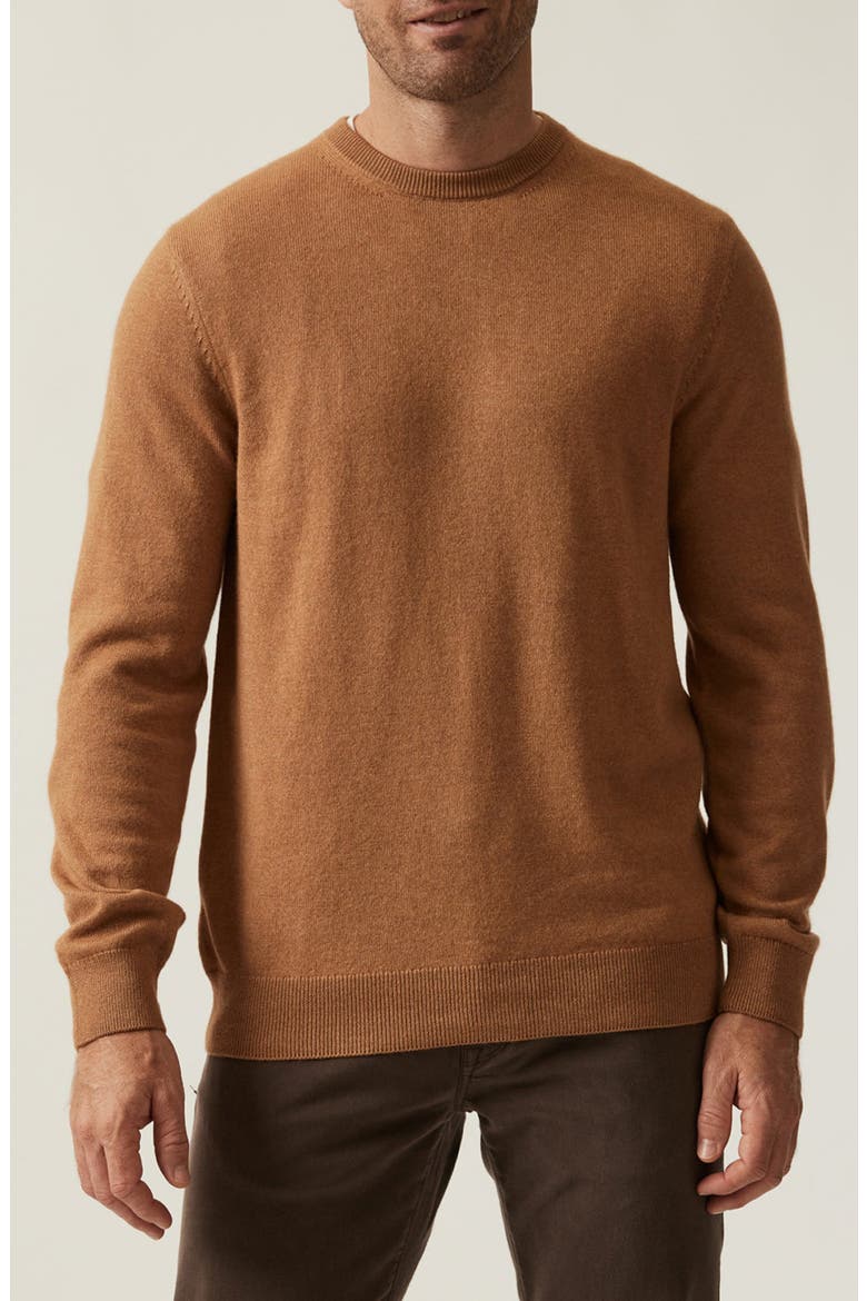 Cashmere, Silk & Wool Crewneck Sweater, Main, color, TOBACCO