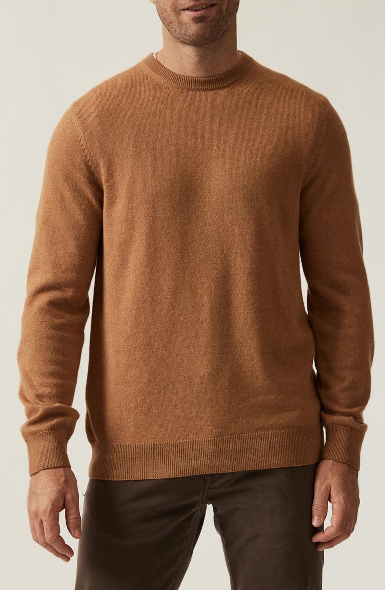 34 Heritage Cashmere, Silk & Wool Crewneck Sweater, Main, color, Tobacco