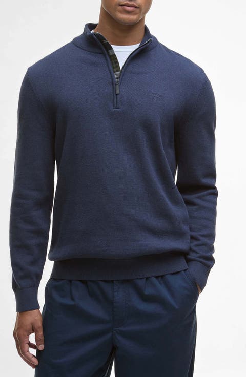 Avoch Mock Neck Cotton Half Zip Sweater