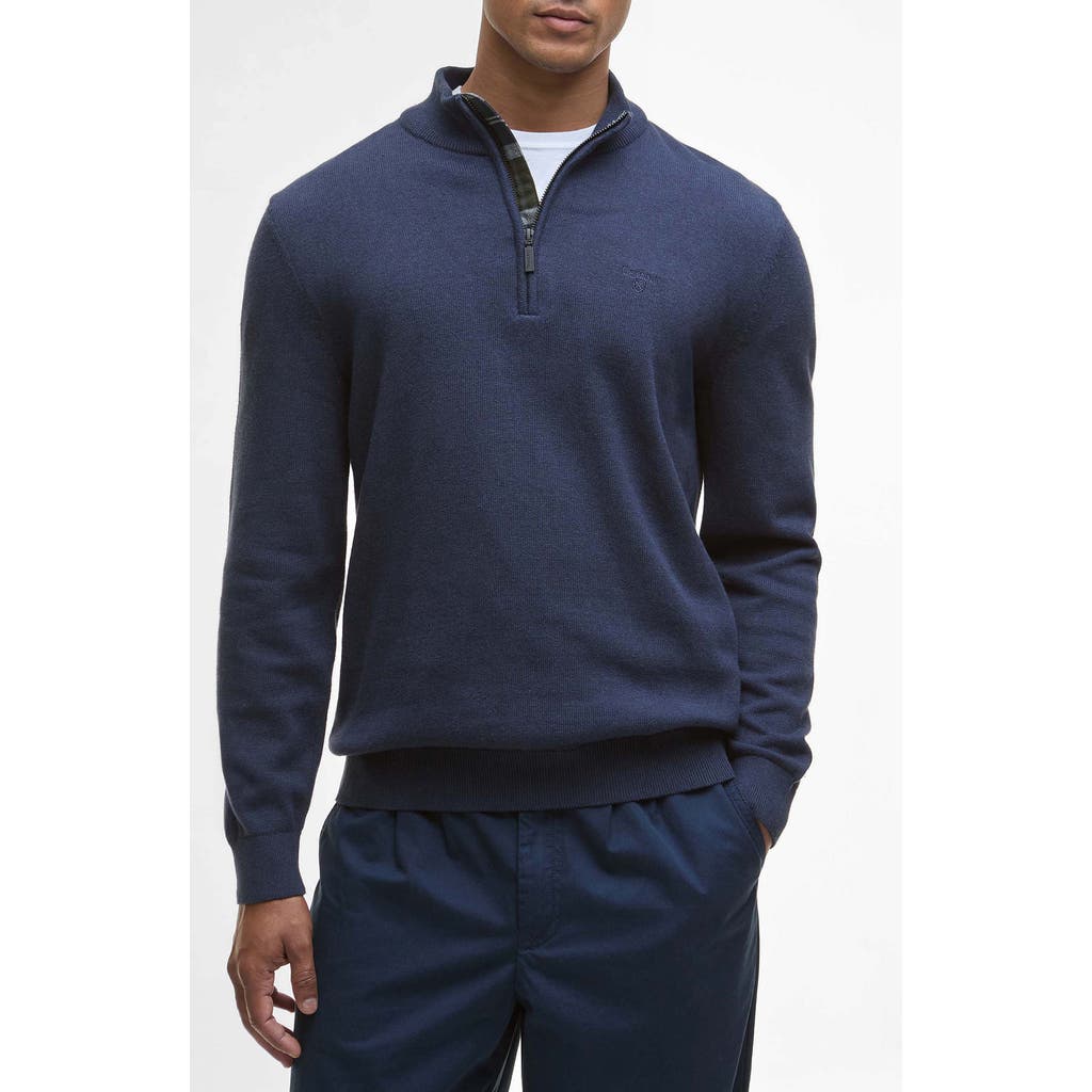 Barbour Avoch Mock Neck Cotton Half Zip Sweater In Blue