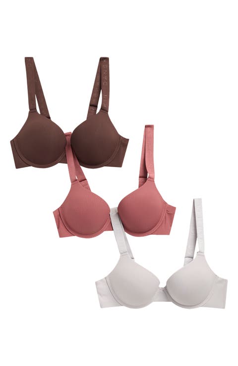 Assorted 3-Pack Rib Microfiber Bras