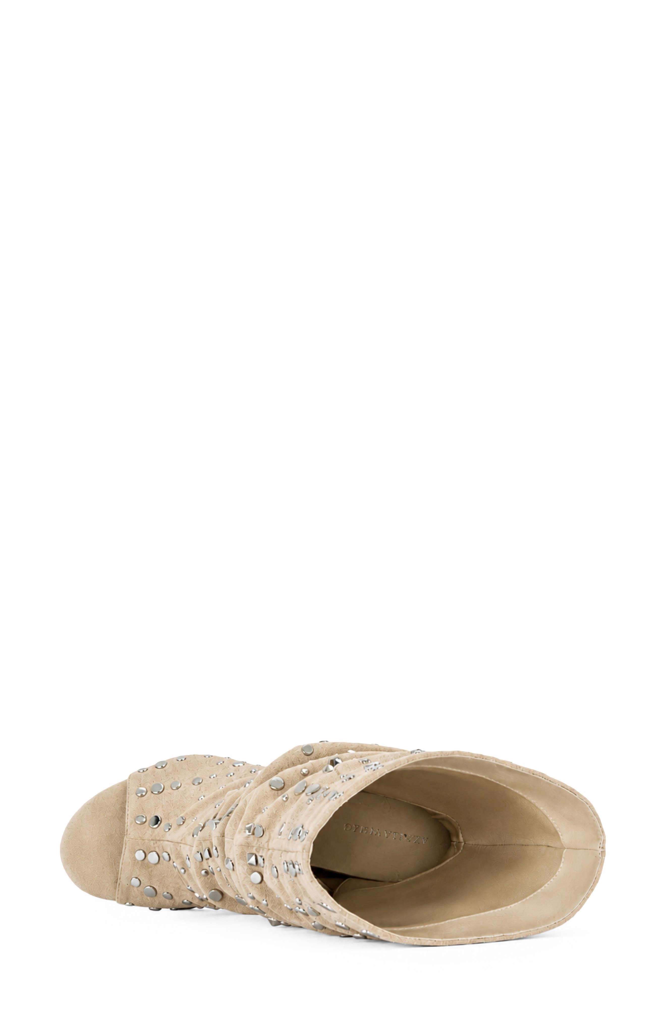 Naomani Crystal Embellished Peep Toe Wedge Slouch Boot, Alternate, color, BEIGE