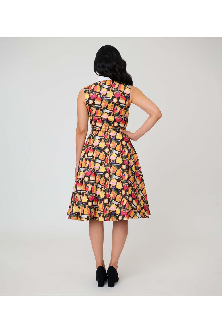 Sleeveless Darlene Dress, Alternate, color, Black Charcuterie Print
