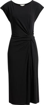 Caslon® Twist Cotton Blend Knit Midi Dress