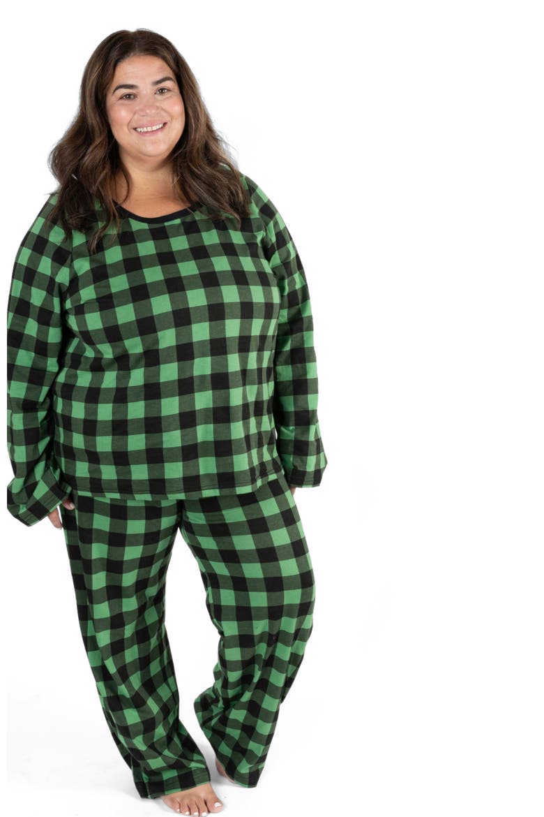 Women's Cotton Plaid Matching Family Holiday Pajamas, Alternate, color, Plaid Black & Green