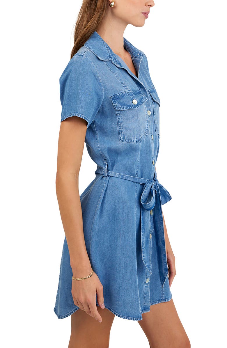 Bella Dahl Short Sleeve Tie Belt Denim Shirtdress, Alternate, color,