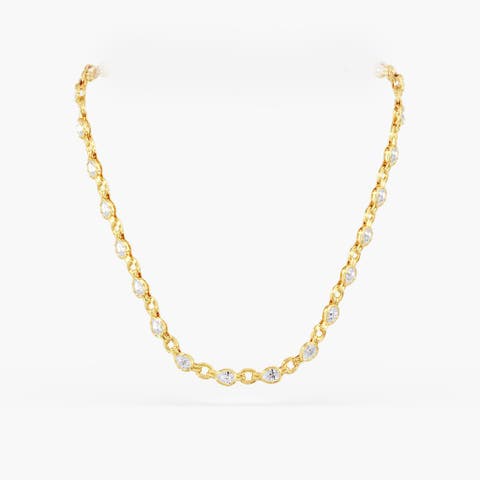 Pear Aura Link Lab Diamond Necklace in 14K