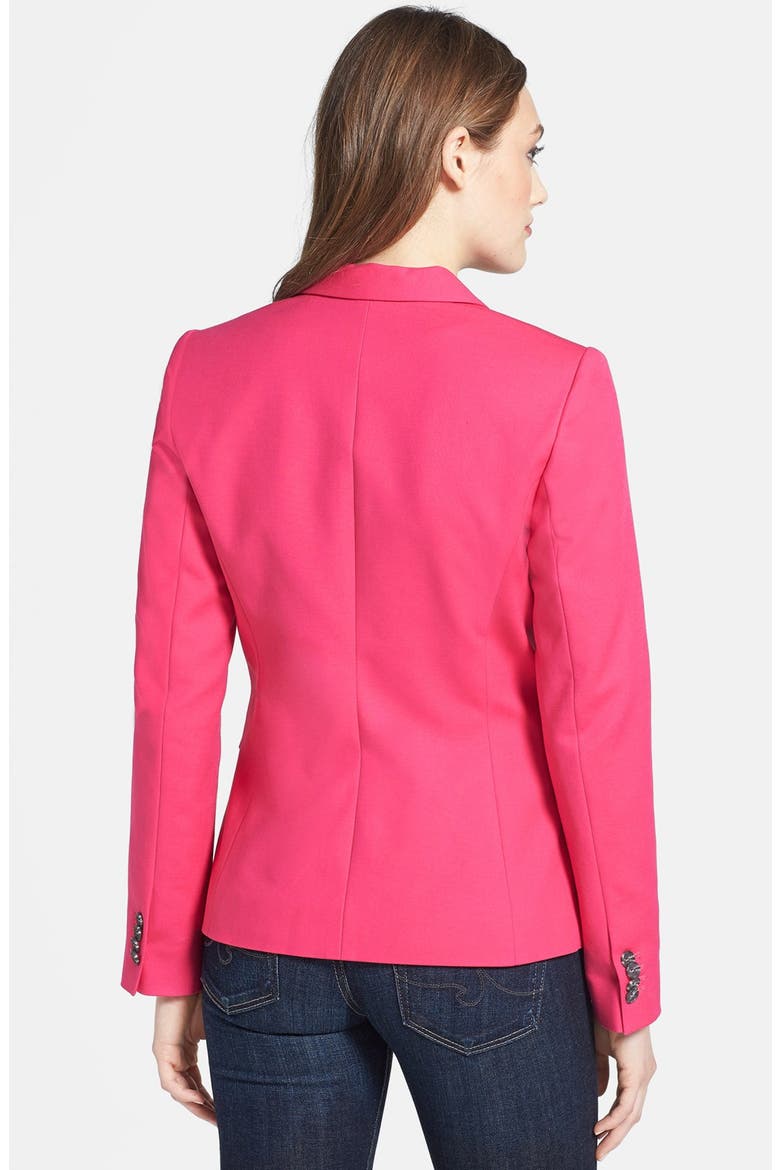 Stretch Cotton One-Button Blazer, Alternate, color, DARK PINK