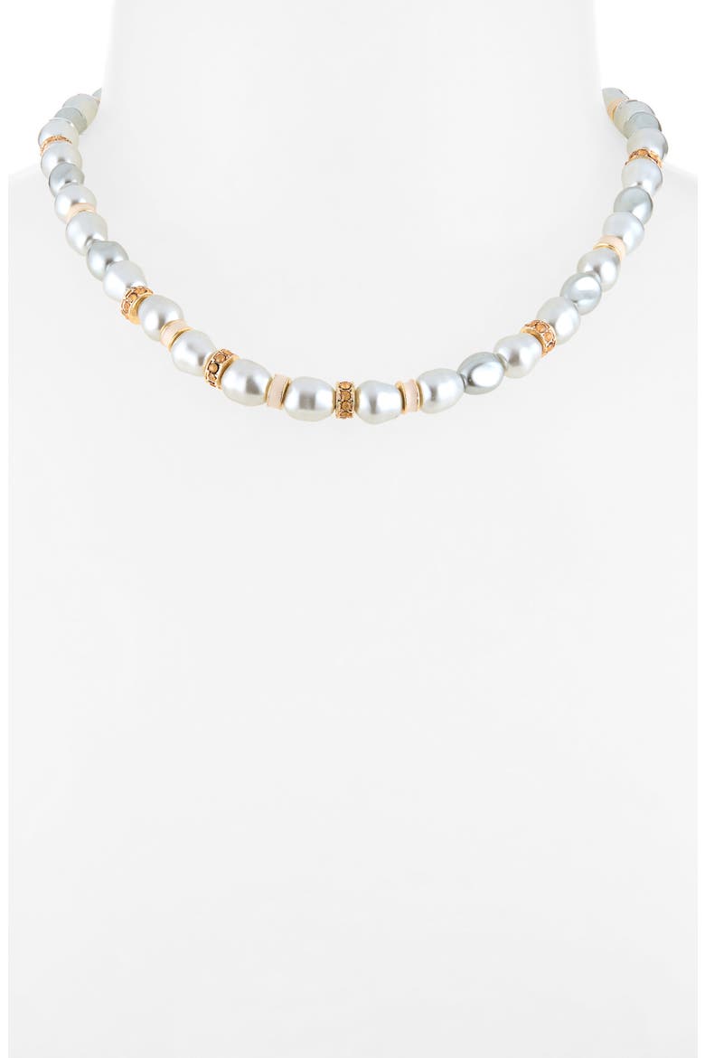 Faux Pearl Beaded Necklace, Alternate, color, GREY PEARL- NEUTRAL