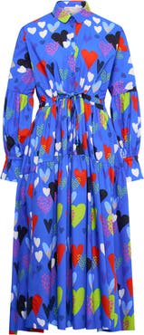 Maison Common Long Cotton Dress With Heart Print