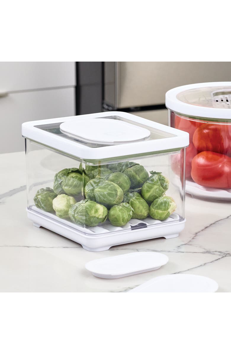 iDesign Fridge Produce Bin with Drainage Tray and Lid - Set of 4 - Clear, Alternate, color, Clear