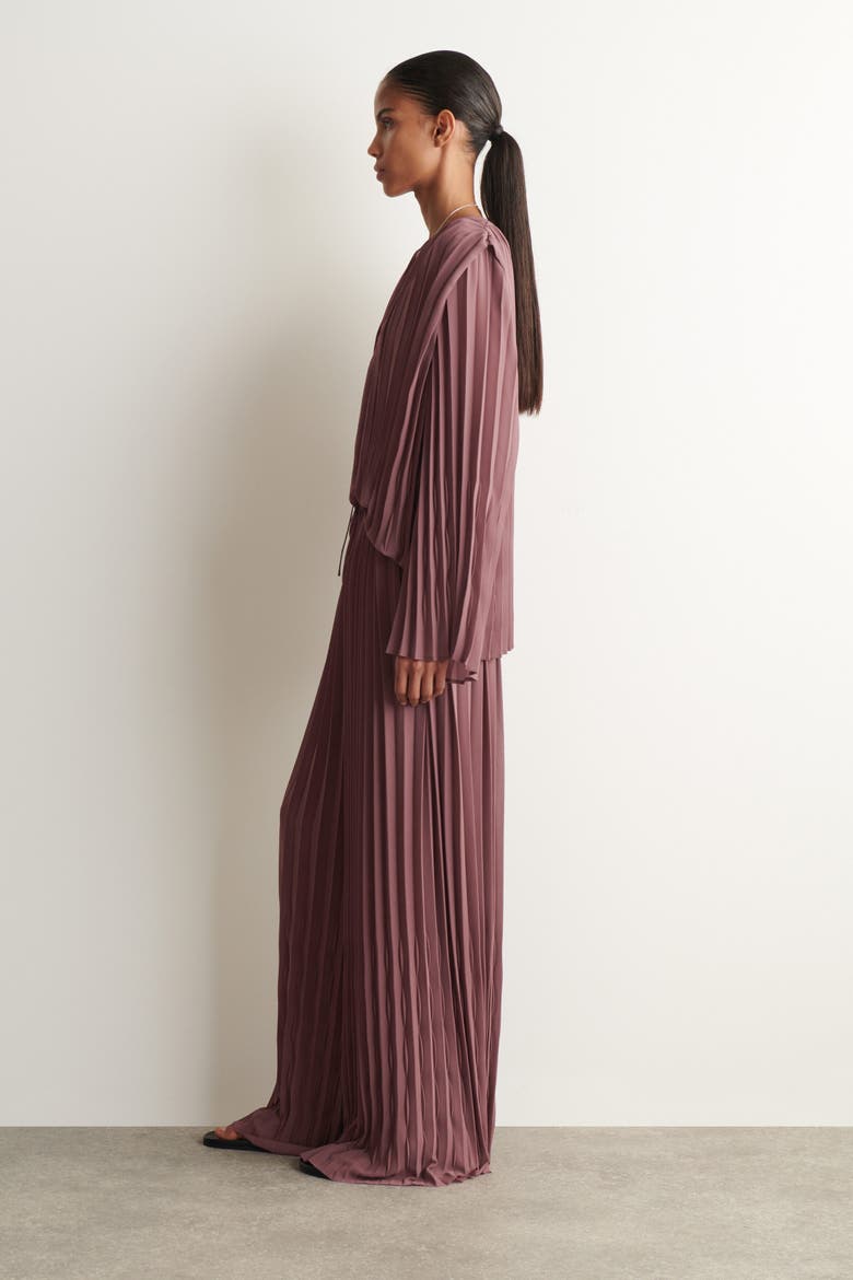 Pleated Georgette Pants, Alternate, color, RUST