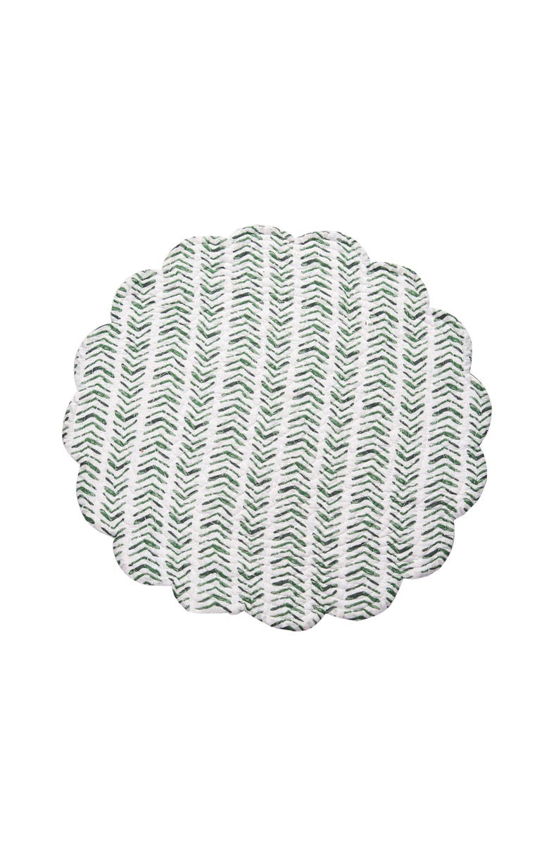 C&F Home Silvia Poinsettia Round Placemats Set of 6, 17", Alternate, color, Green