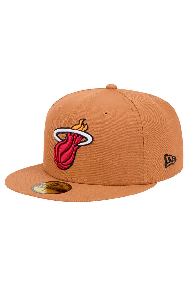 New Era Men's New Era Tan Miami Heat Color Pack 59FIFTY Fitted Hat, Alternate, color, Tan