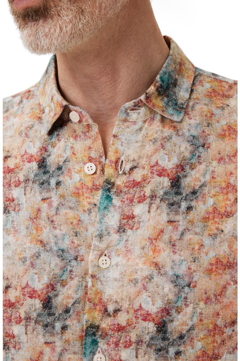 Luca Paint Pattern Button-Up Shirt, Alternate, color, BUTTERCUP