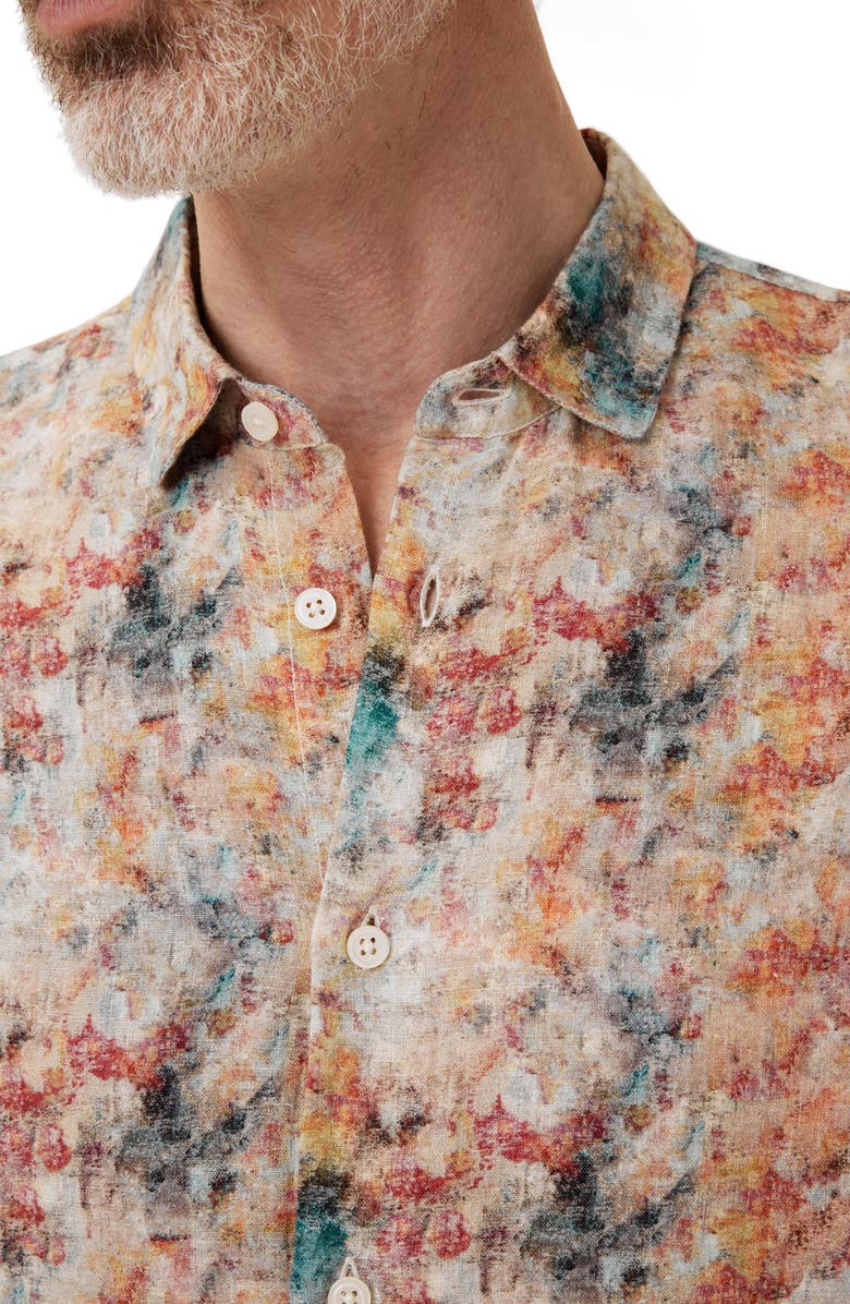 John Varvatos Luca Paint Pattern Button-Up Shirt, Alternate, color, Buttercup