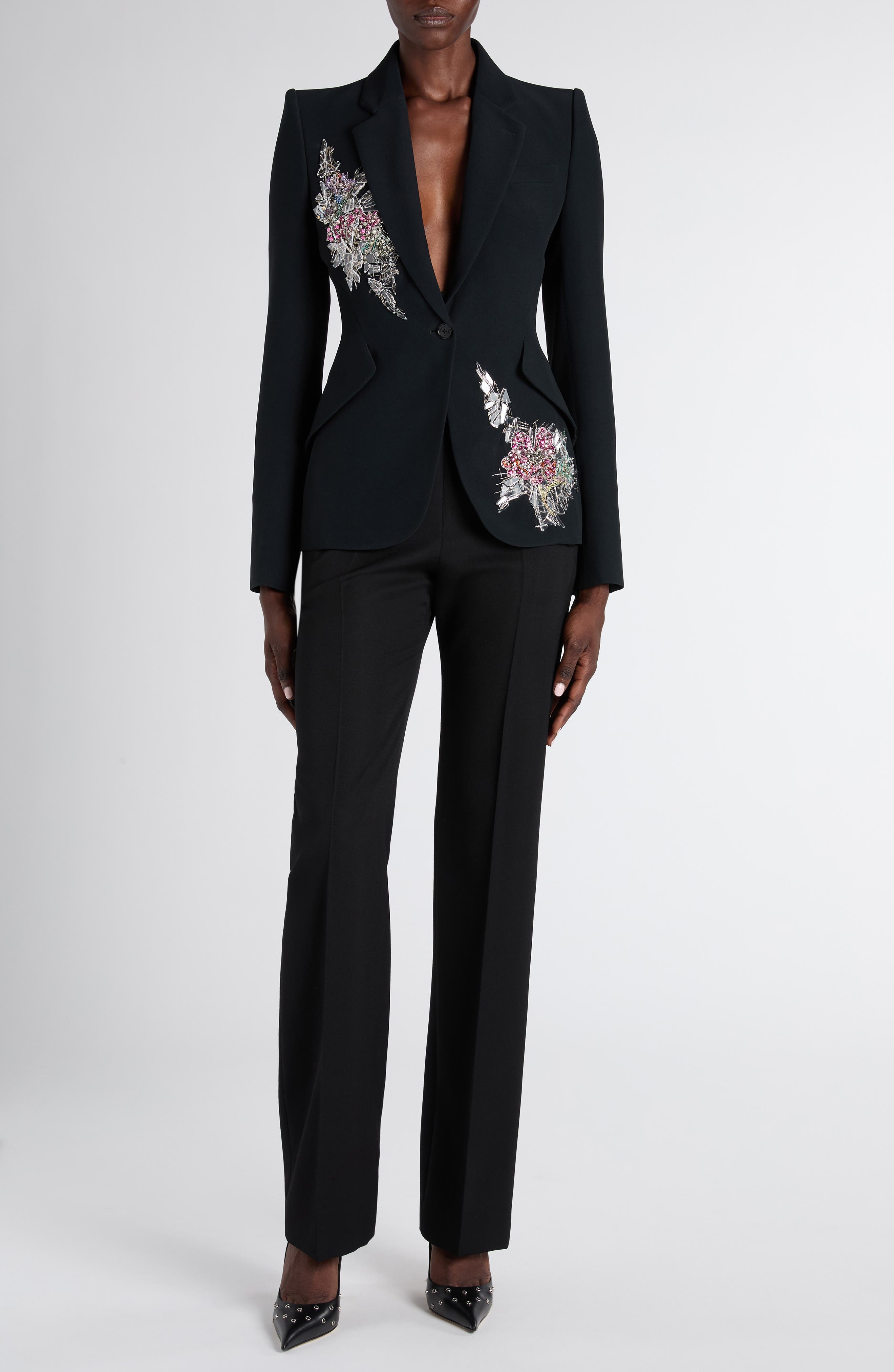 Crystal Embellished Strong Shoulder Jacket - image 2