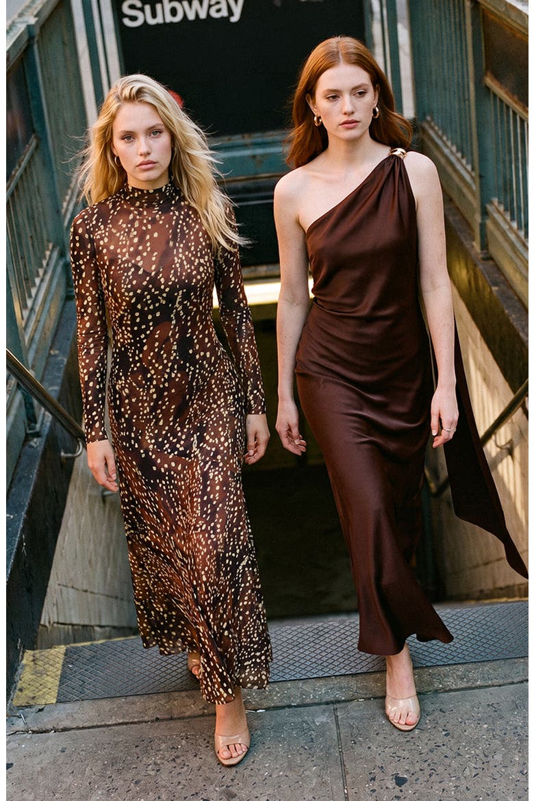 Vivara Long Sleeve Maxi Dress, Alternate, color, SMOKEY BROWN