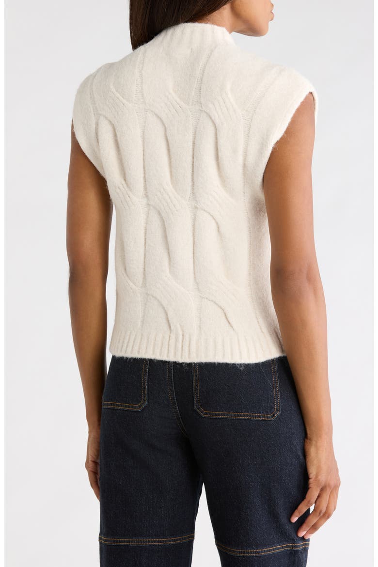 Cable Stitch Mock Neck Sweater Vest, Alternate, color, TURTLEDOVE