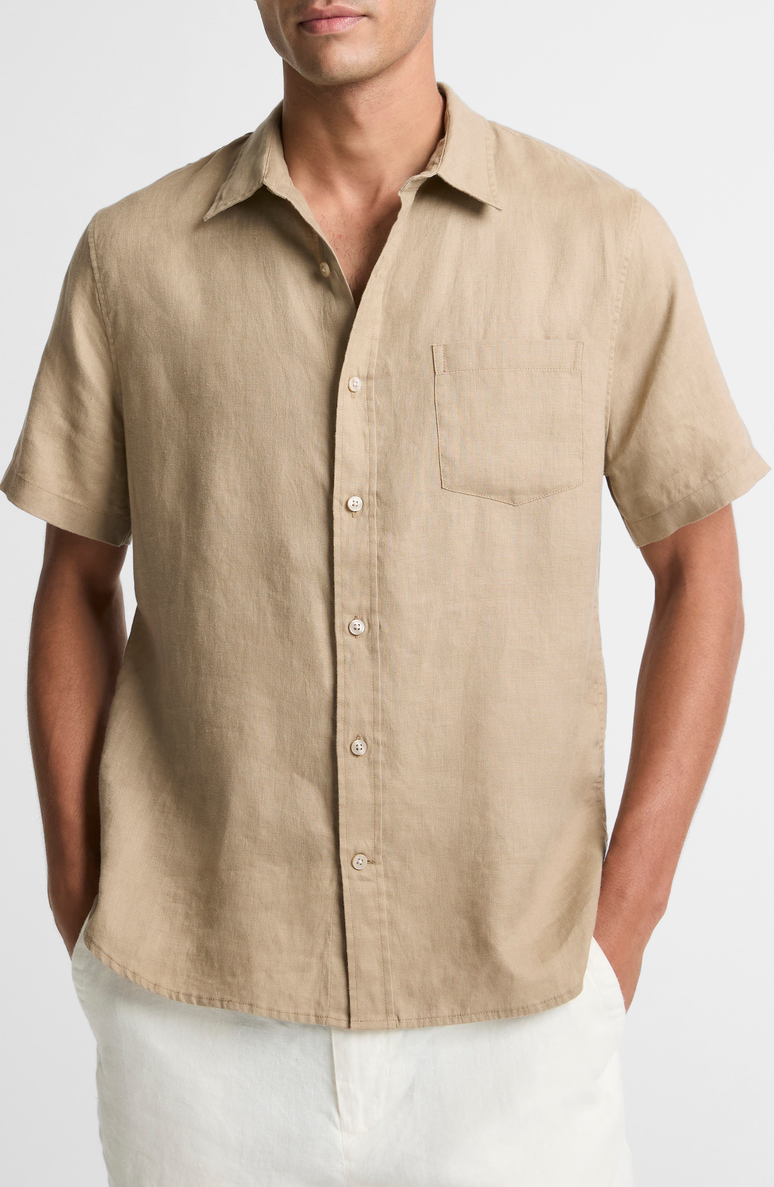 Classic Fit Short Sleeve Linen Shirt - image 3