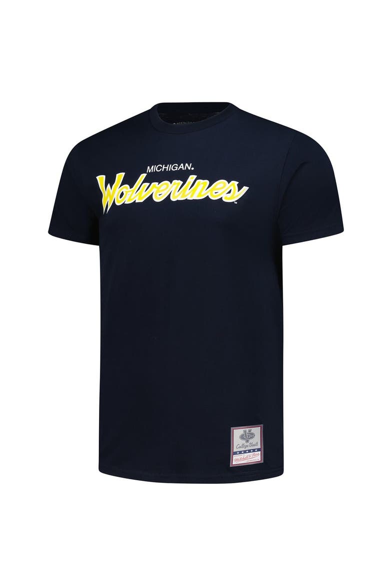 Men's Mitchell & Ness  Navy Michigan Wolverines Elite Script T-Shirt, Alternate, color, Navy