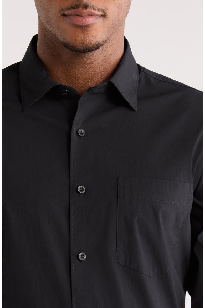 Solid Stretch Button-Up Shirt, Alternate, color, BLACK