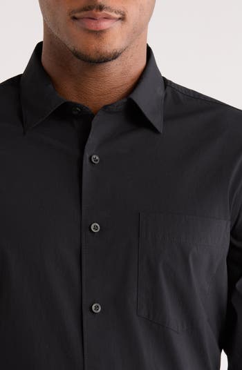 Solid Stretch Button-Up Shirt