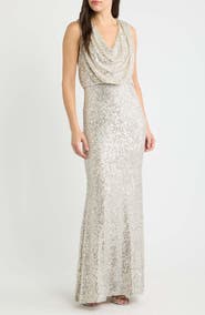 Eliza J Sequin Cowl Neck Gown
