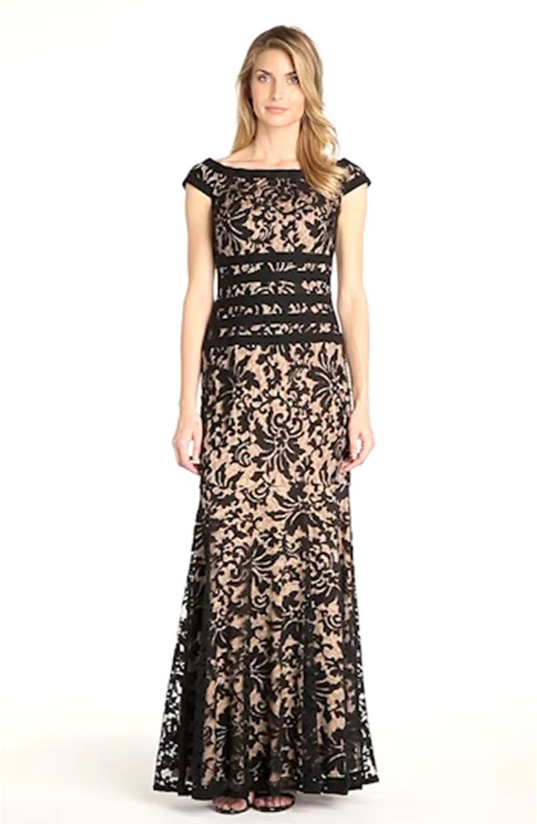 Tadashi Shoji Textured Lace Mermaid Gown, Alternate, color,