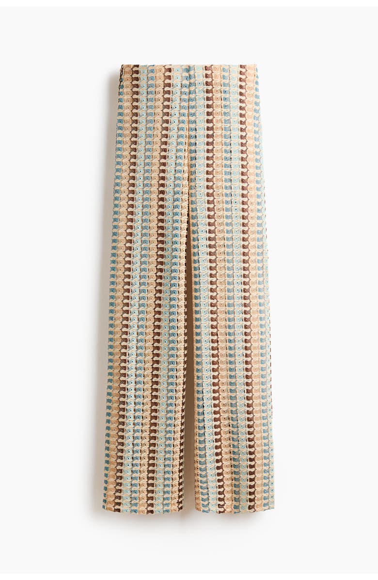H&M Flared Pull-on Trousers, Alternate, color, Light Beige/Patterned
