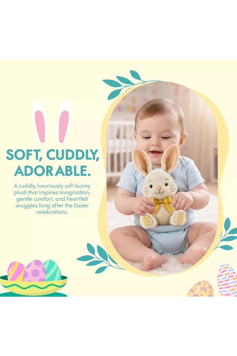 Plush Bunny with Bow and Silicone Teether Set, Alternate, color, Pink