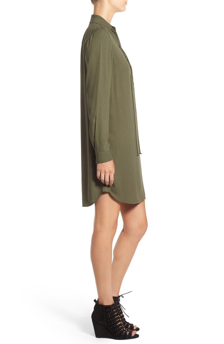 WAYF Lace-Up Shirtdress, Alternate, color, 
