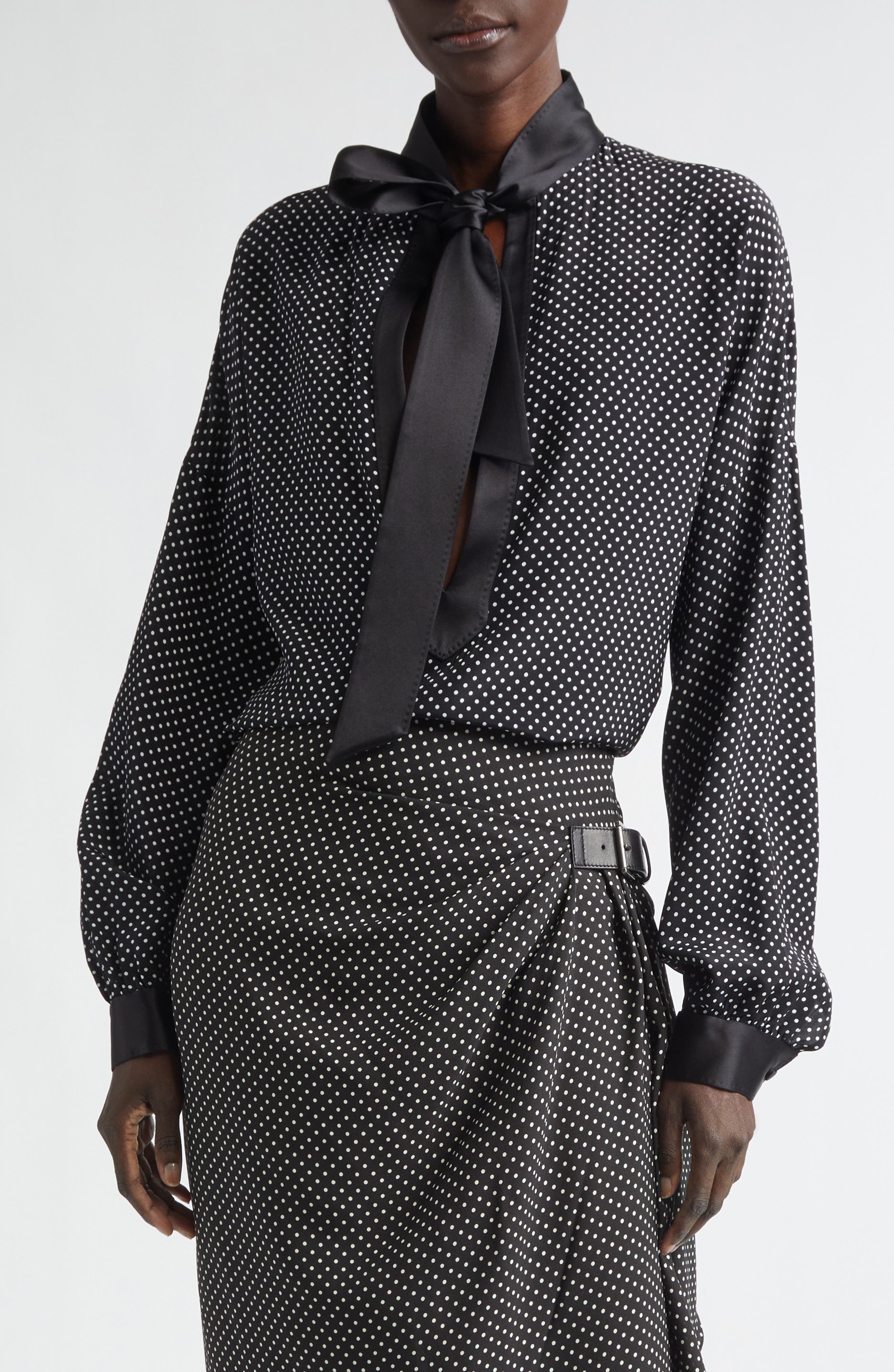 Dot Silk Crepe Tunic Top