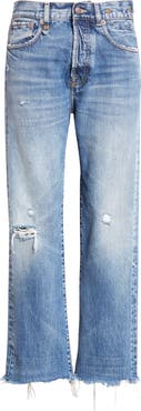 R13 Ripped Tailored Drop Crotch Crop Jeans