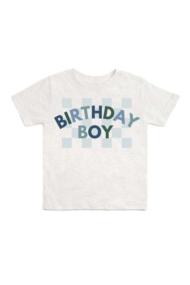 Birthday Boy Checker Short Sleeve T-Shirt, Main, color, Ash