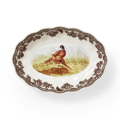 Woodland 6" Oval Fluted Dish, Pheasant
