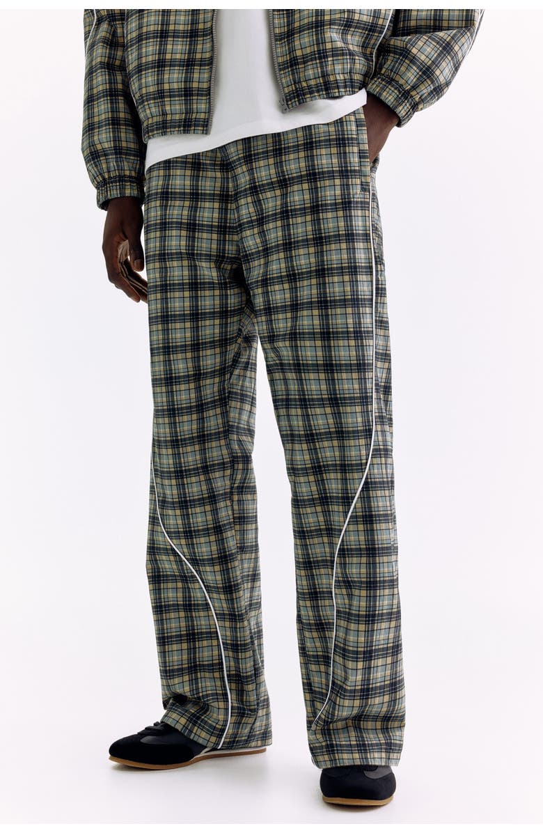 H&M Relaxed Fit Nylon Track Pants, Alternate, color, Beige/Checked