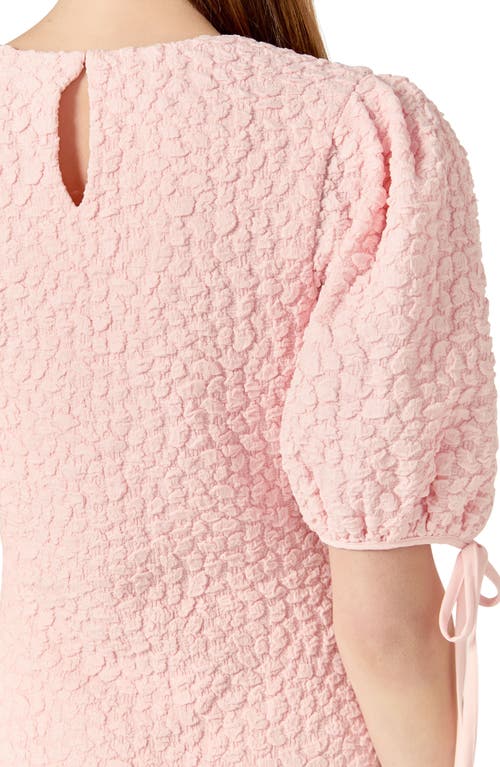 Shop English Factory Textured Puff Sleeve Midi Dress In Pink