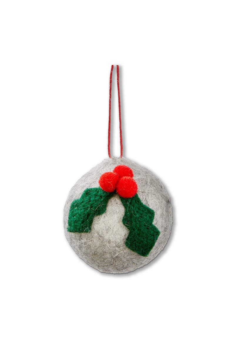 Holly Icon Felt Ornament Multicolor Christmas Decoration, Main, color, Multicolored