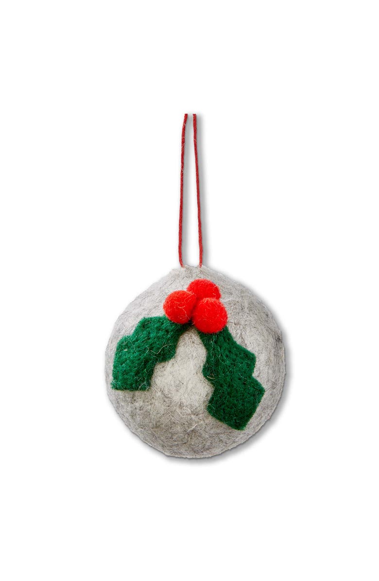 tag Holly Icon Felt Ornament Multicolor Christmas Decoration, Main, color, 
