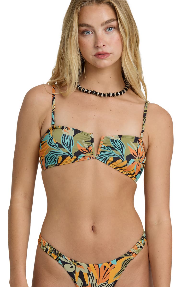 Billabong Des Tropiques Bikini Top, Alternate, color, Black/ Blue/ Green Multi