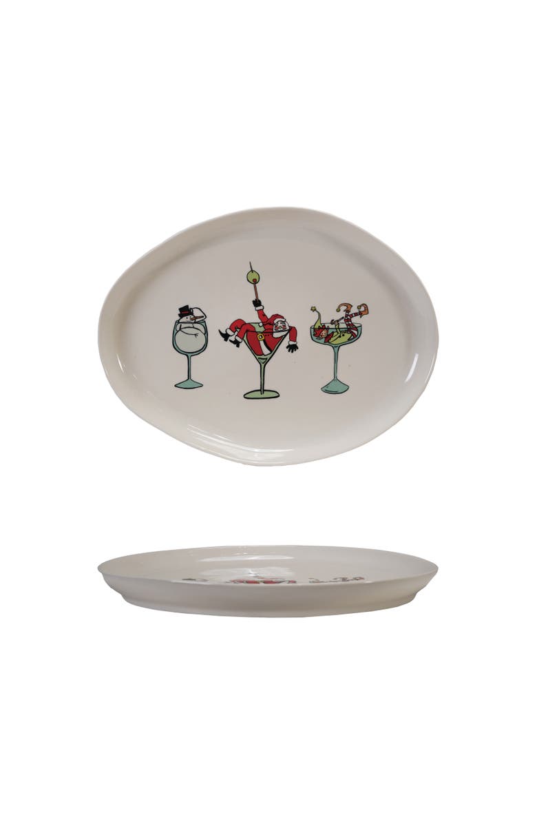 Storied Home Stoneware Platter with Holiday Icon, Multicolor, Main, color, 